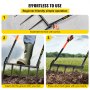 VEVOR Horca de Jardinería con 5 Dientes de Acero 25 cm, Horca Aireadora de Doble Mango Fibra de Vidrio 110 x 50 cm, Horquilla Timón Manual Aireador Césped para Desyerbar Cosechar Zanahorias Tubérculos