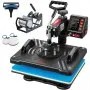 Prensa térmica VEVOR, 5 en 1, 12 x 15 pulgadas, control digital preciso de temperatura, impresora de transferencia por sublimación tipo concha de calentamiento rápido, prensa térmica de vinilo para tazas, camisetas, platos, 900 W