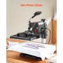Prensa térmica VEVOR, 5 en 1, 12 x 15 pulgadas, control digital preciso de temperatura, impresora de transferencia por sublimación tipo concha de calentamiento rápido, prensa térmica de vinilo para tazas, camisetas, platos, 900 W