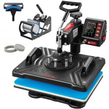 Prensa térmica VEVOR, 5 en 1, 12 x 15 pulgadas, control digital preciso de temperatura, impresora de transferencia por sublimación tipo concha de calentamiento rápido, prensa térmica de vinilo para tazas, camisetas, platos, 900 W