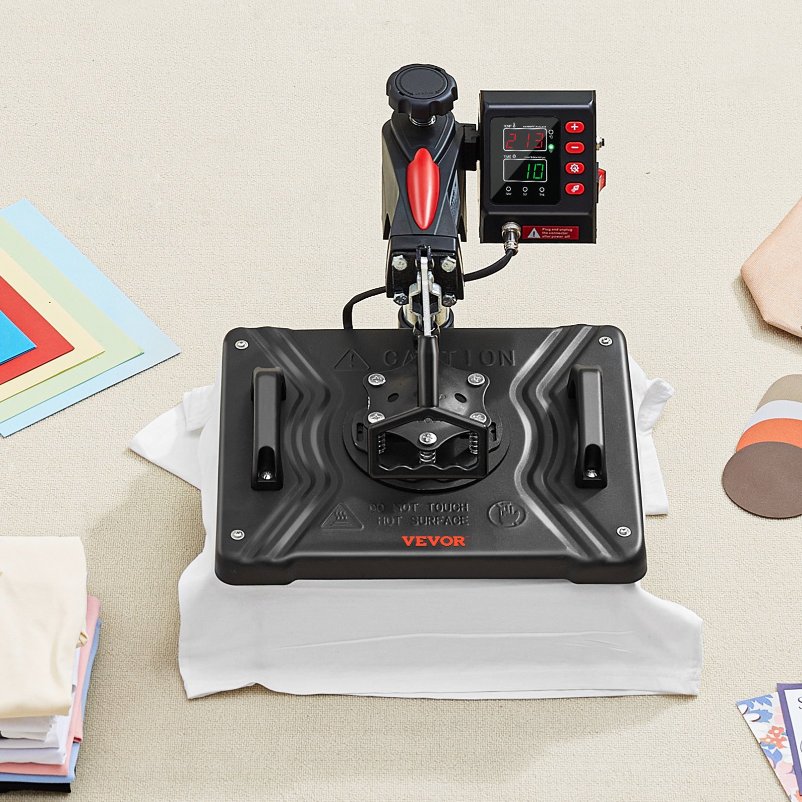 Prensa térmica VEVOR, 5 en 1, 12 x 15 pulgadas, control digital preciso de temperatura, impresora de transferencia por sublimación tipo concha de calentamiento rápido, prensa térmica de vinilo para tazas, camisetas, platos, 900 W