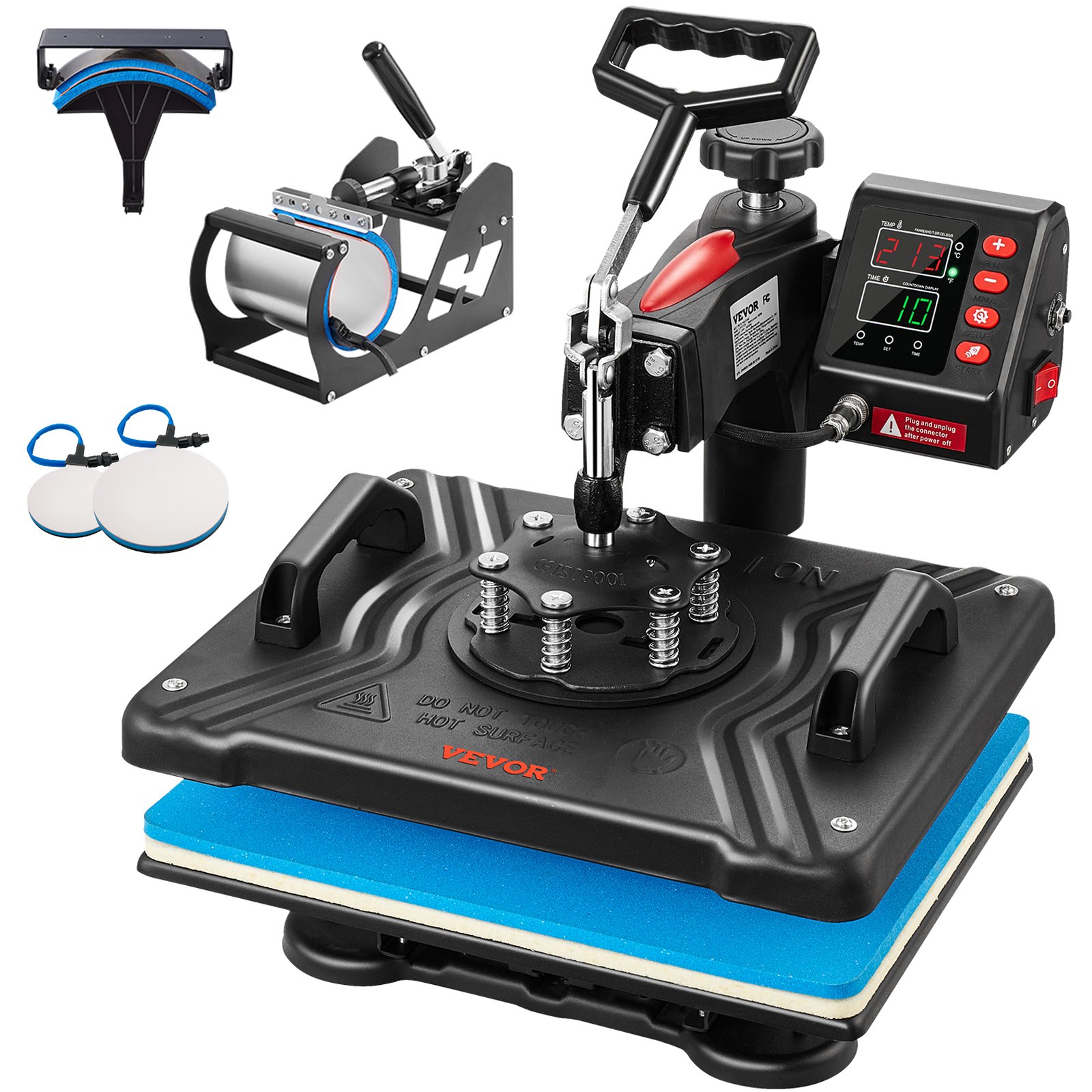 Prensa térmica VEVOR, 5 en 1, 12 x 15 pulgadas, control digital preciso de temperatura, impresora de transferencia por sublimación tipo concha de calentamiento rápido, prensa térmica de vinilo para tazas, camisetas, platos, 900 W