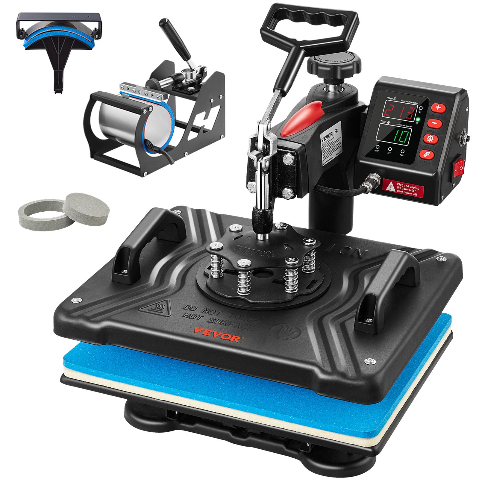 Prensa térmica VEVOR, 5 en 1, 12 x 15 pulgadas, control digital preciso de temperatura, impresora de transferencia por sublimación tipo concha de calentamiento rápido, prensa térmica de vinilo para tazas, camisetas, platos, 900 W