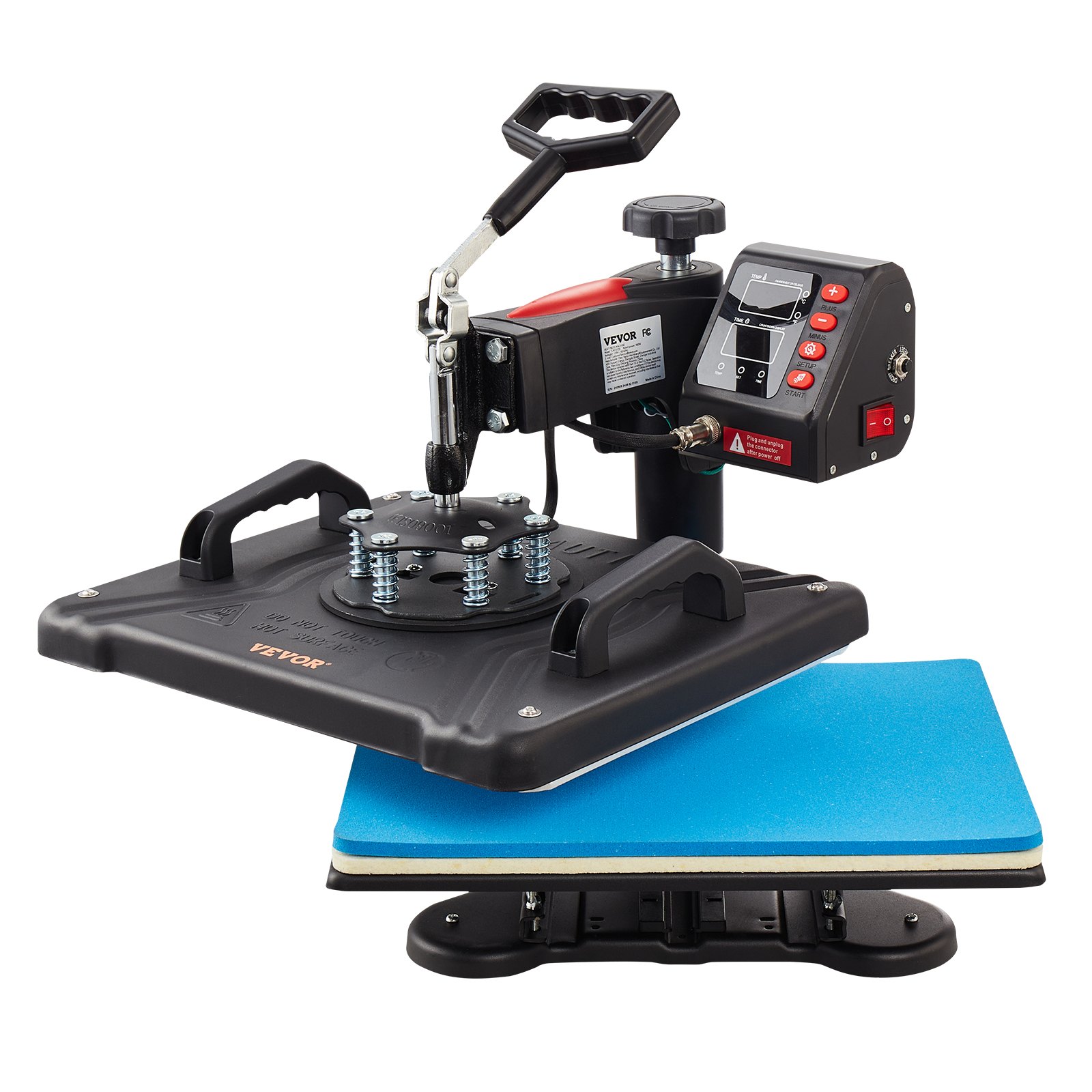 Prensa térmica VEVOR, 5 en 1, 12 x 15 pulgadas, control digital preciso de temperatura, impresora de transferencia por sublimación tipo concha de calentamiento rápido, prensa térmica de vinilo para tazas, camisetas, platos, 900 W