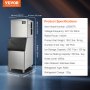 Máquina de hielo comercial VEVOR, 250 kg/24 h, con depósito de almacenamiento grande de 150 kg, 1000 W, autolimpiable, con pantalla LED de 3,5 pulgadas, ideal para negocios, bares, cafeterías y restaurantes.