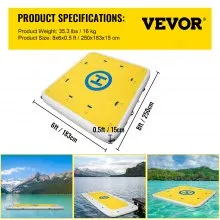 VEVOR Plataforma Inflable Flotante 2,5x2 m Plataforma Hinchable para 3-4 Adultos