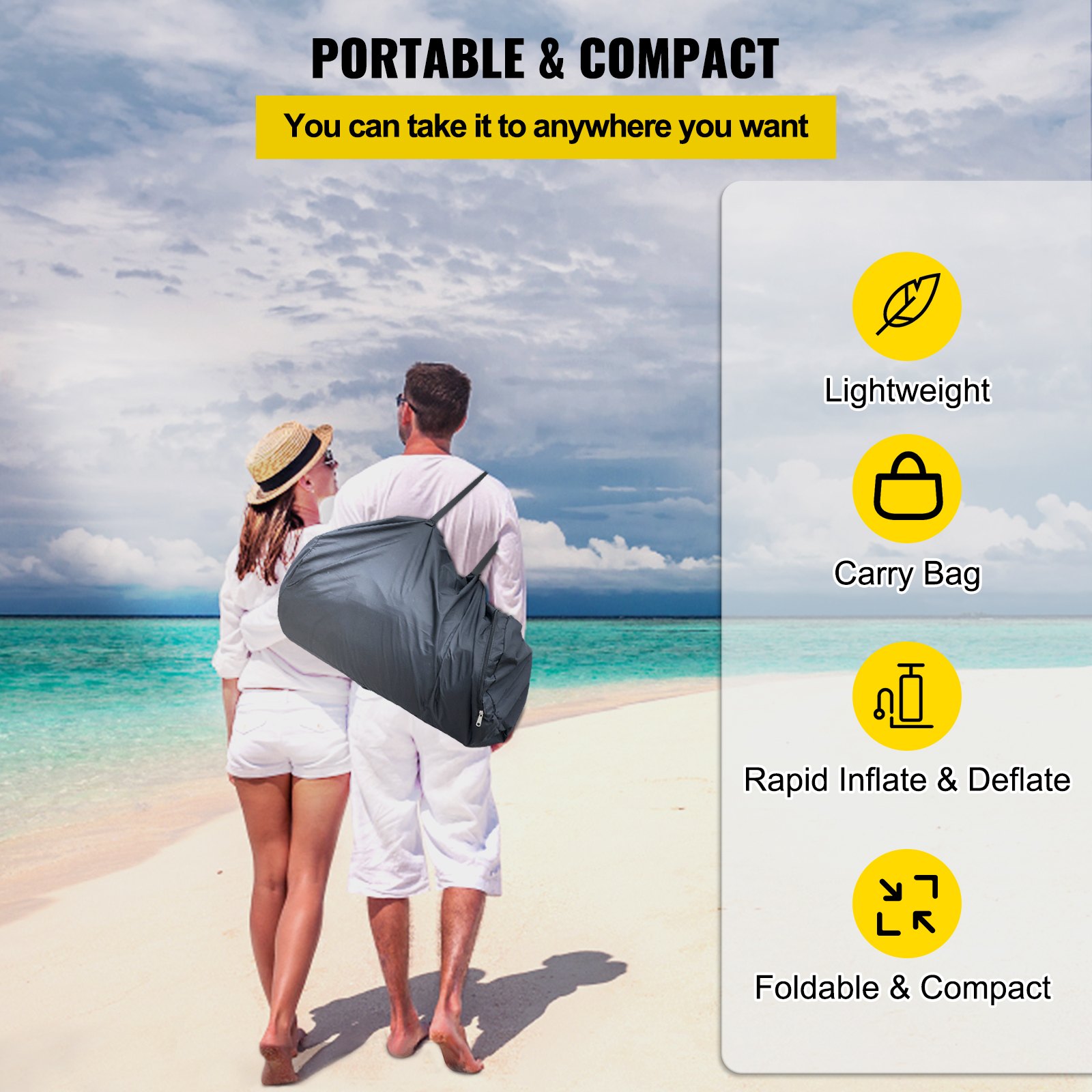 VEVOR Tuspuzz Plataforma Hinchable 2,5 x 2 m Plataforma Inflable Flotante 8 x 6 Pies Plataforma Flotante Hinchable para 3-4 Personas Plataforma de Natación Inflable con Bombas Eléctrica y Manual Barco Yate