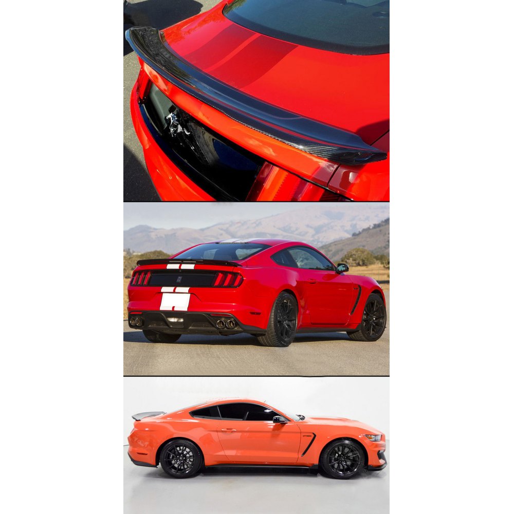 Alerón trasero de fibra de carbono VEVOR para Ford Mustang S550 GT GT350 350R 2015-2020, paquete de pista, ala de fibra de carbono