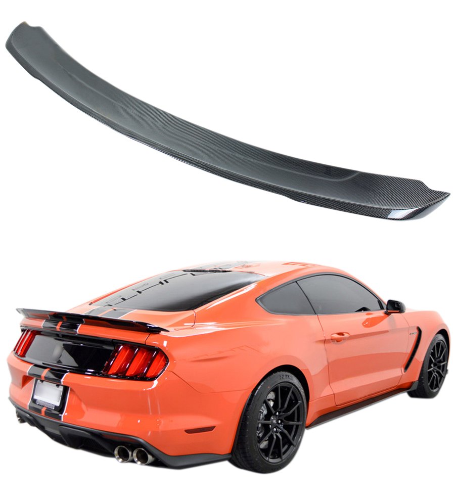 Alerón trasero de fibra de carbono VEVOR para Ford Mustang S550 GT GT350 350R 2015-2020, paquete de pista, ala de fibra de carbono