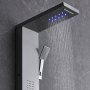 Sistema de panel de ducha VEVOR con cabezal de ducha de lluvia LED y rociador de mano en elegante acero inoxidable.
