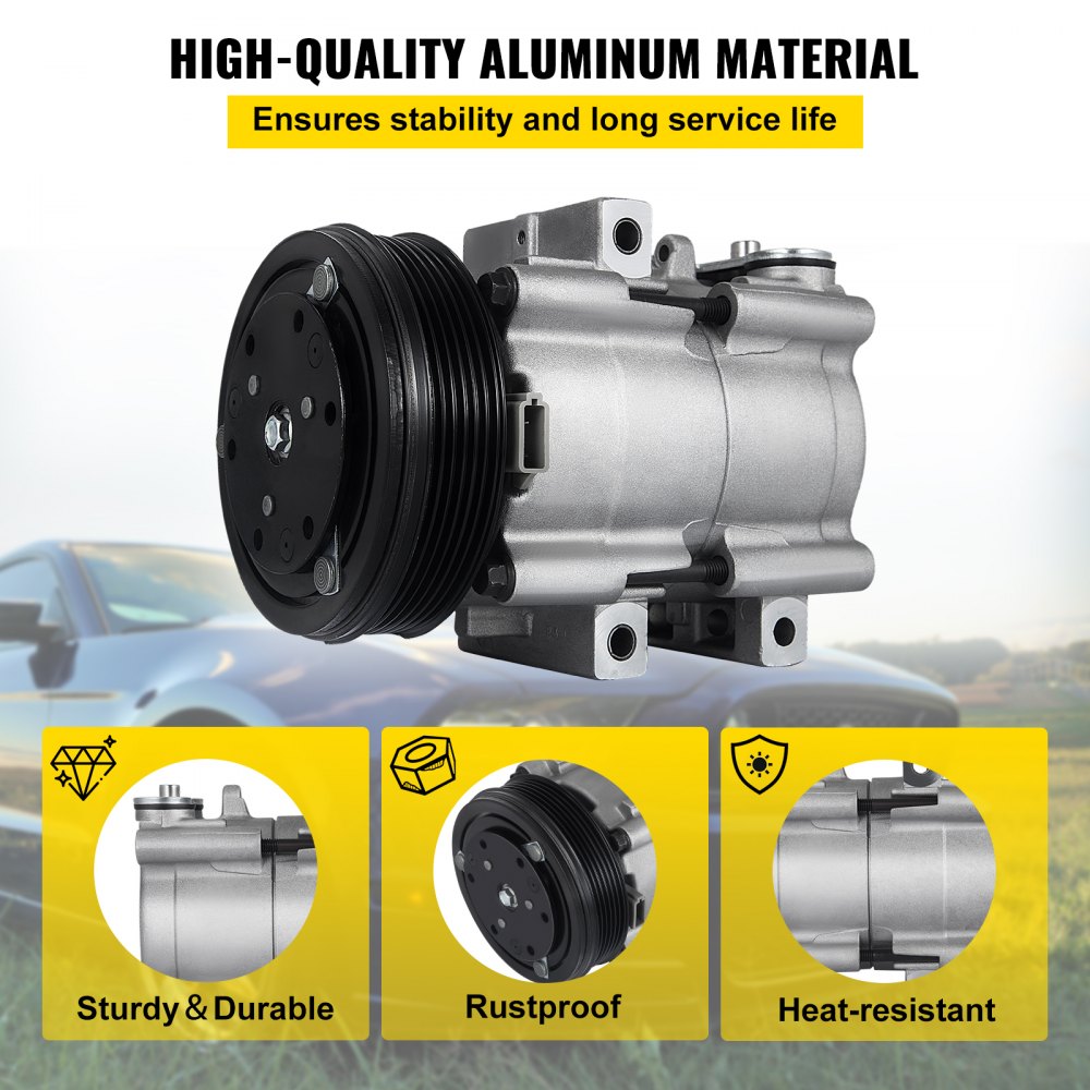 Compresor de aire acondicionado VEVOR para Ford F-150, construcción de aluminio resistente, a prueba de óxido, resistente al calor.