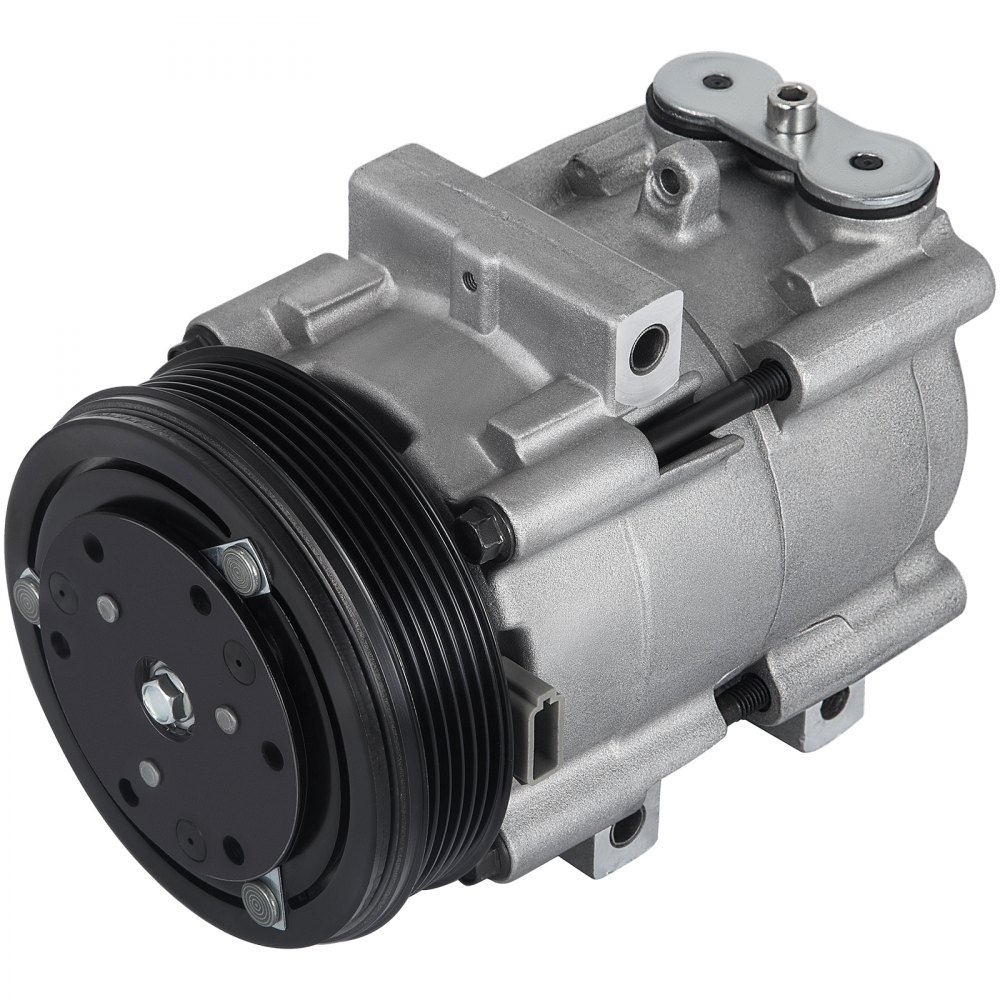 Compresor de aire acondicionado VEVOR para Ford F-150 con polea y puntos de montaje.