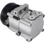 Compresor de aire acondicionado VEVOR para Ford F-150, carrocería plateada con polea negra.