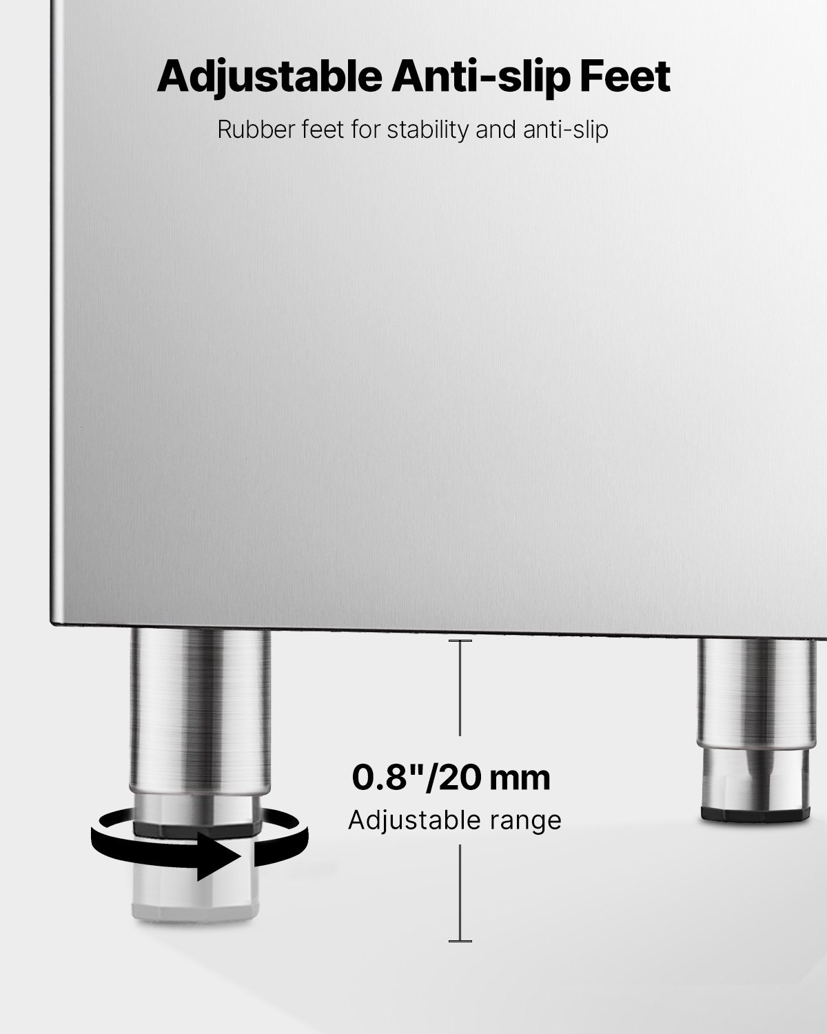 VEVOR - Contenedor de hielo comercial para máquina de hielo, capacidad de 113 kg, de acero inoxidable con filtro y patas de goma antideslizantes ajustables, apto para restaurantes, hoteles y tiendas de bebidas.