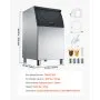 VEVOR - Contenedor de hielo comercial para máquina de hielo, capacidad de 300 lb, de acero inoxidable, con patas de goma antideslizantes ajustables, apto para restaurantes, hoteles y tiendas de bebidas.