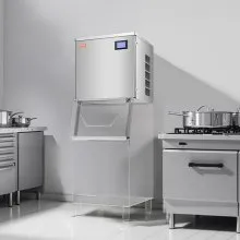 Máquina de hielo comercial VEVOR de 160 kg/día, máquina de hielo industrial de acero inoxidable de 56 cm, autolimpiable y programada, máquina modular de cubitos de hielo para restaurantes y hoteles (solo cabezal)
