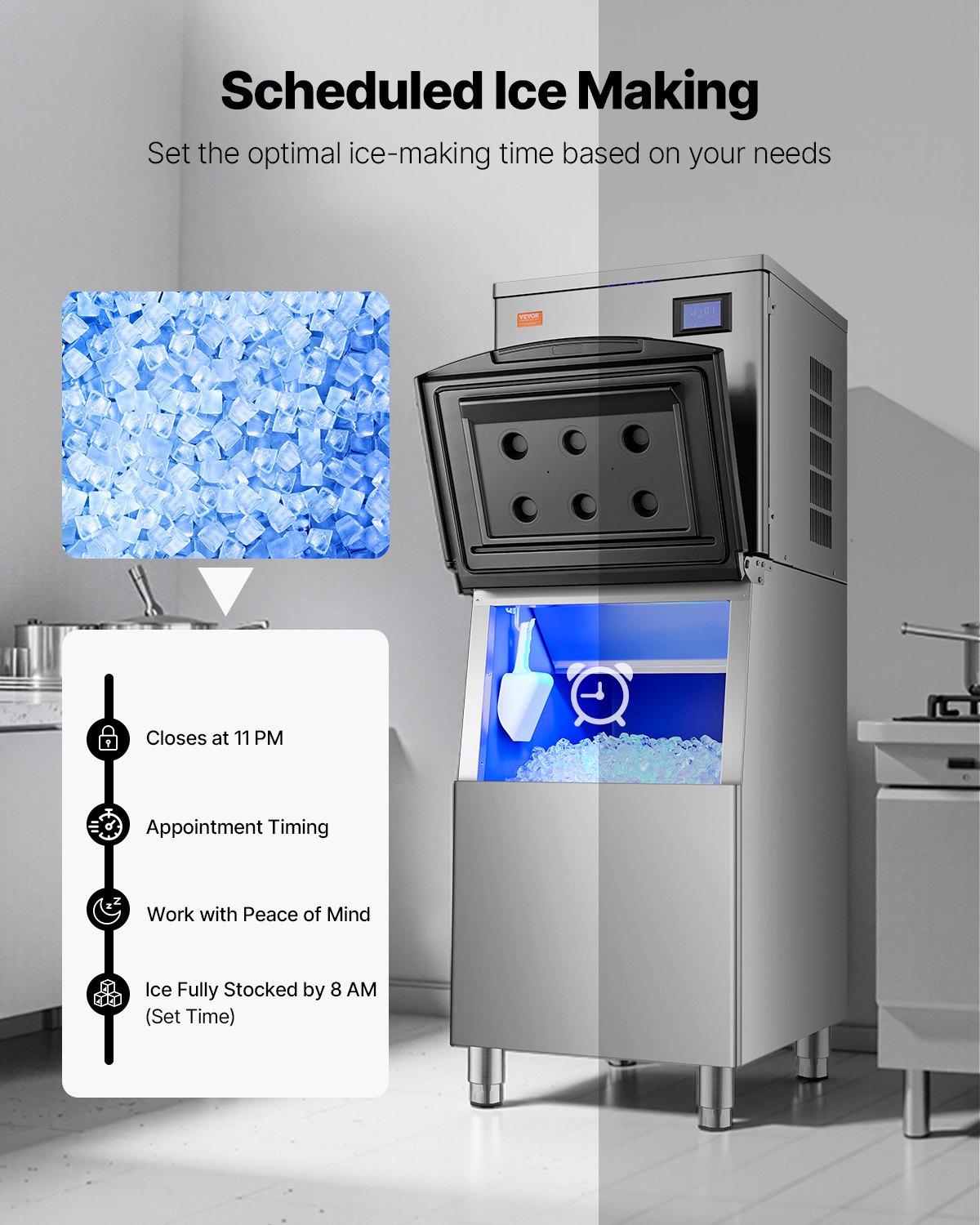 Máquina para fabricar hielo comercial, 360 lb/día, máquina para hacer hielo autolimpiante (solo cabezal)