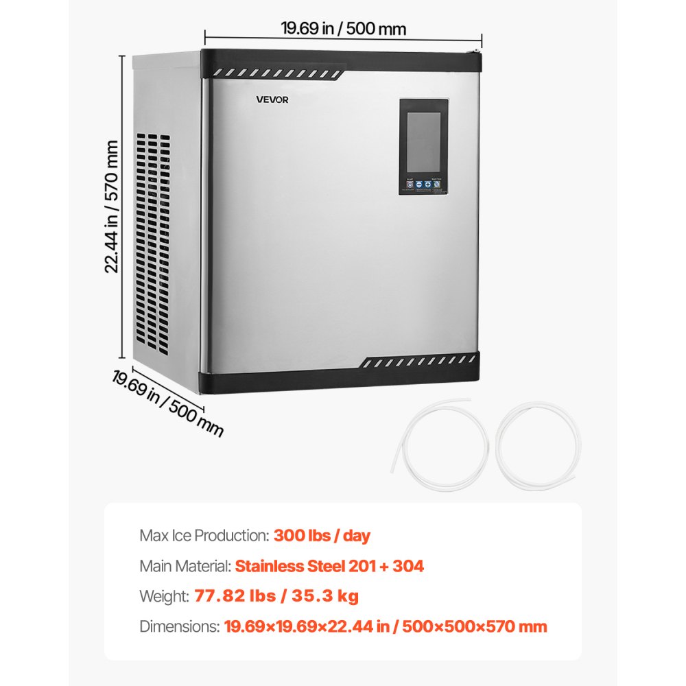 Máquina de hielo comercial VEVOR - Cabezal, 136 kg/día, de acero inoxidable, con producción de hielo programada, autolimpieza, grosor ajustable, ideal para restaurantes, bares, cafeterías y hoteles - Solo cabezal