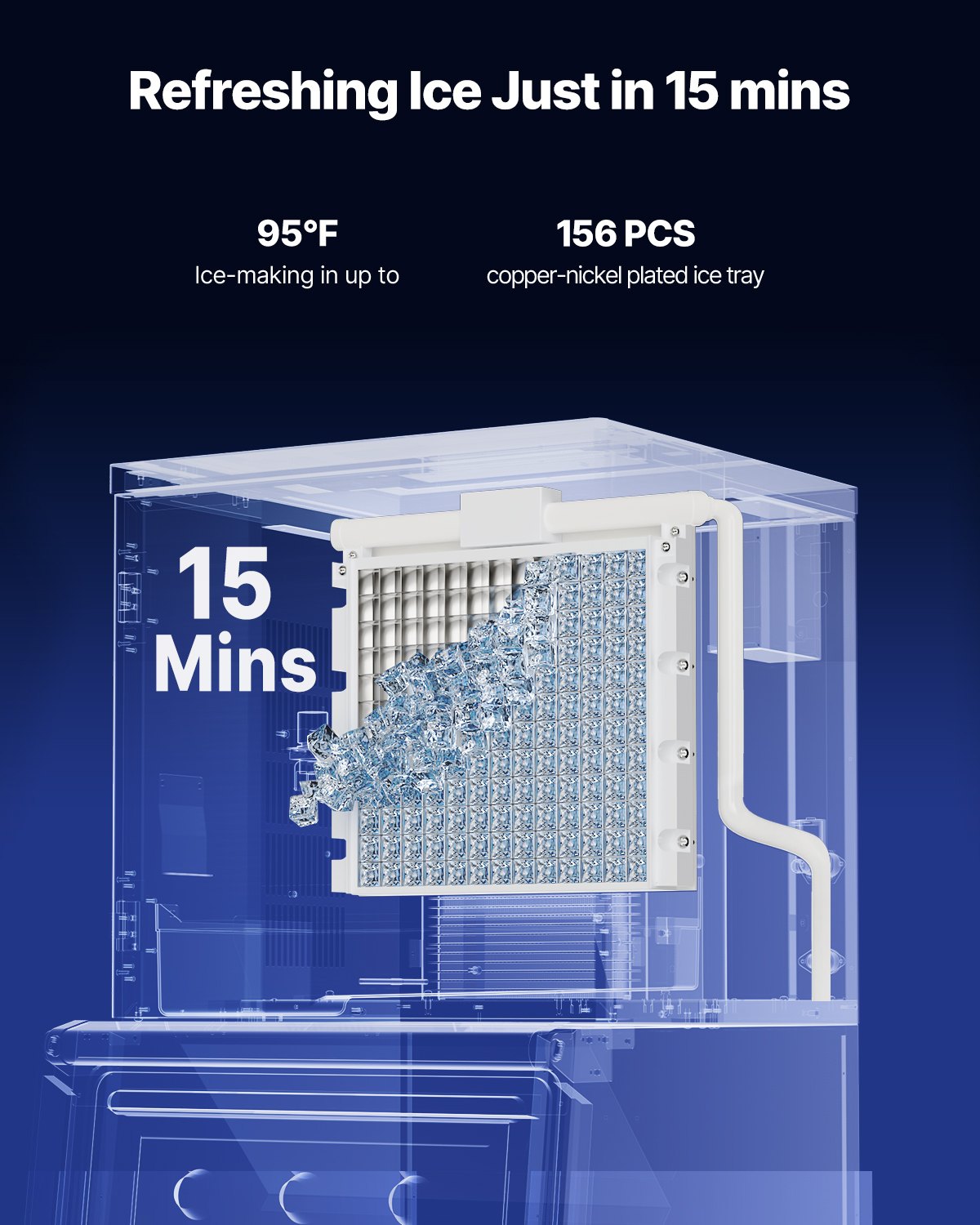 Máquina de hielo comercial VEVOR - Cabezal, 160 kg/día, de acero inoxidable, autolimpiable, bandeja de hielo de 156 piezas, grosor ajustable, ideal para restaurantes, bares, cafeterías y hoteles (solo cabezal)