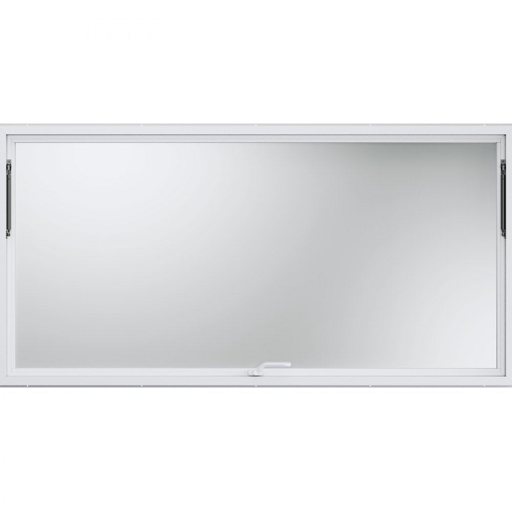 Ventana de concesión VEVOR con marco de aluminio blanco y un gran panel de vidrio transparente.