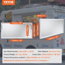 Ventana de concesión VEVOR de 96" x 48", ventana de servicio para camiones de comida de aleación de aluminio con puerta de toldo y gancho de arrastre, ventana de servicio de hasta 85 grados para camiones de comida, remolques de concesión, vidrio no incluido