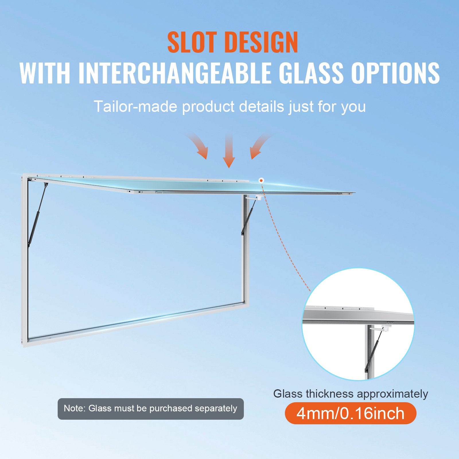 Ventana de concesión VEVOR con diseño de ranura, opciones de vidrio intercambiables, espesor de 4 mm, solo marco.