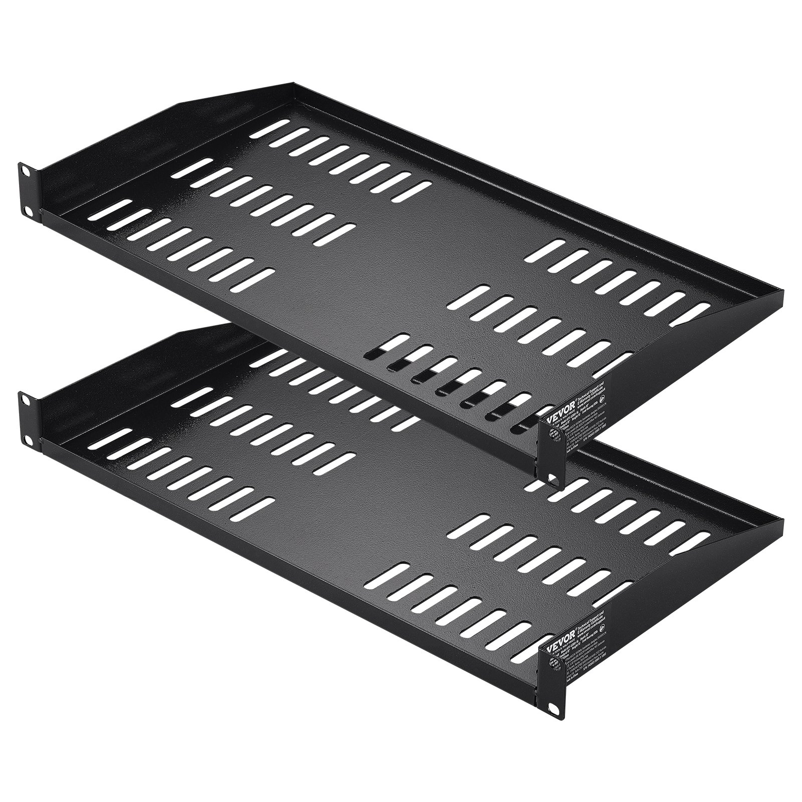 VEVOR - Estante para rack de servidor 1U (2 unidades, 10"/254 mm de profundidad, capacidad de carga máxima de 22,7 kg), con ventilación en voladizo o para montaje en pared, con bandeja, buena circulación de aire para gabinetes de red o racks de equipos de 48,26 cm.