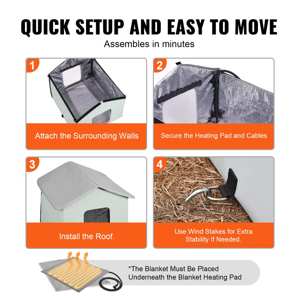 VEVOR Casa para gatos con calefacción, refugio para gatos de exterior con temperatura y temporizador ajustables, tela Oxford 600D, plegable, con almohadilla térmica para mantenerlos cálidos y cómodos en invierno, verde (medio)