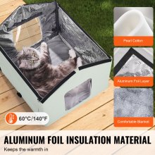 Casa para gatos plegable con calefacción VEVOR, refugio para gatos con almohadilla térmica, color verde