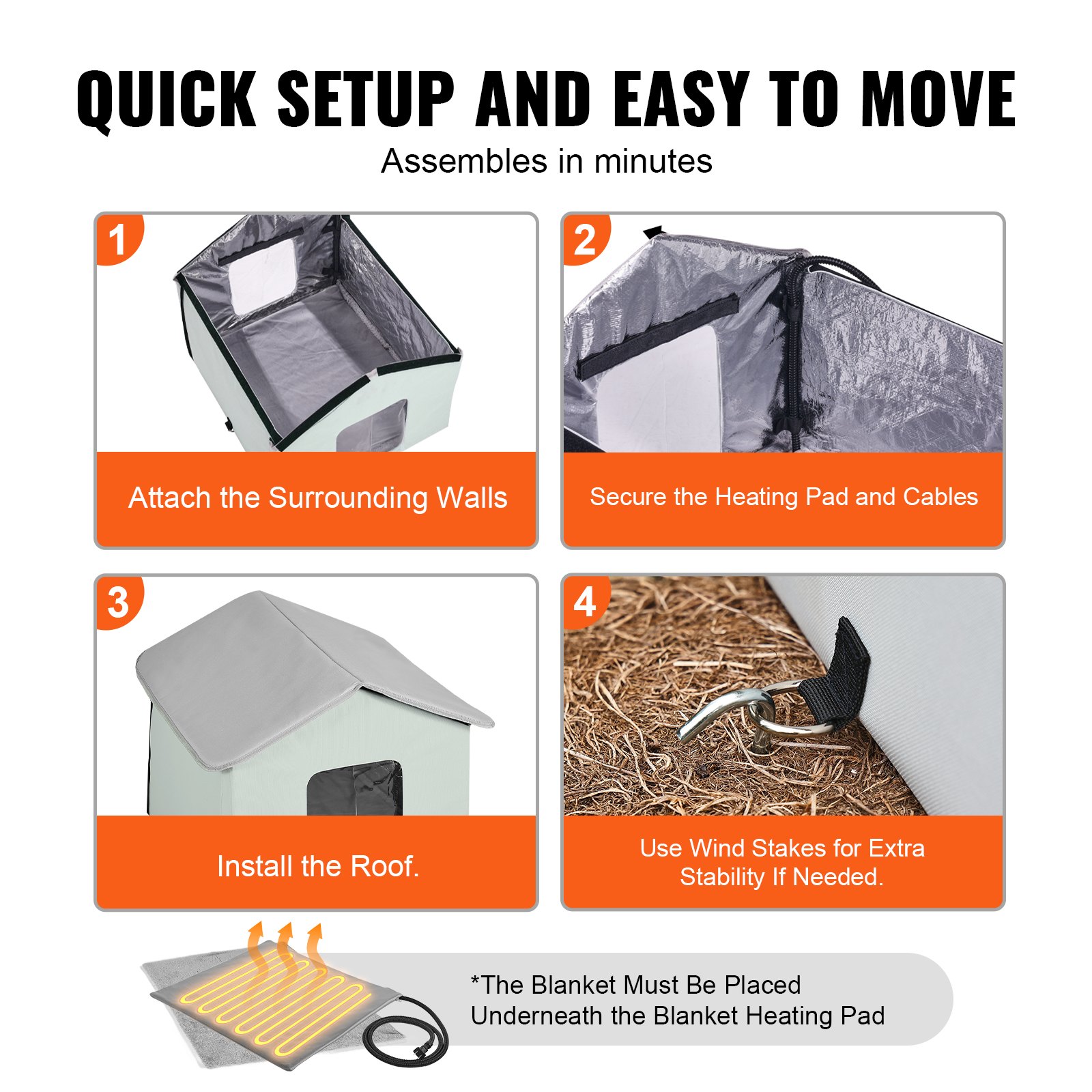 VEVOR Casa para gatos con calefacción, refugio para gatos de exterior con temperatura y temporizador ajustables, tela Oxford 600D, plegable, con almohadilla térmica para mantenerlos cálidos y cómodos en invierno, verde (medio)