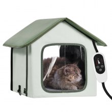 Casa elevada para gatos con calefacción VEVOR, refugio para gatos al aire libre con almohadilla térmica, color verde (S)