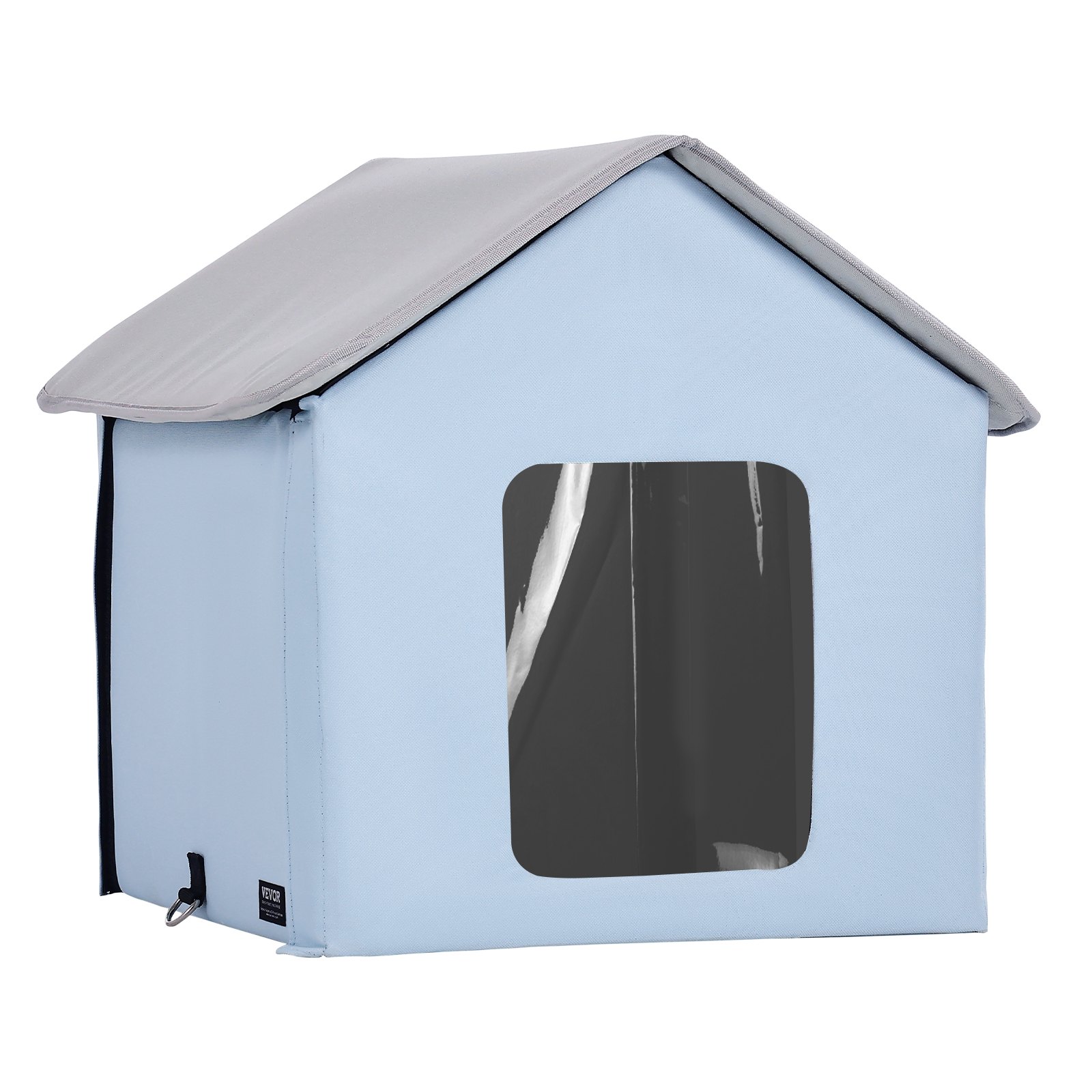 VEVOR Casa para gatos con calefacción, refugio para gatos de exterior con temporizador, tela Oxford 600D plegable con almohadilla térmica para mantenerlos cálidos y cómodos en invierno, azul (pequeño)