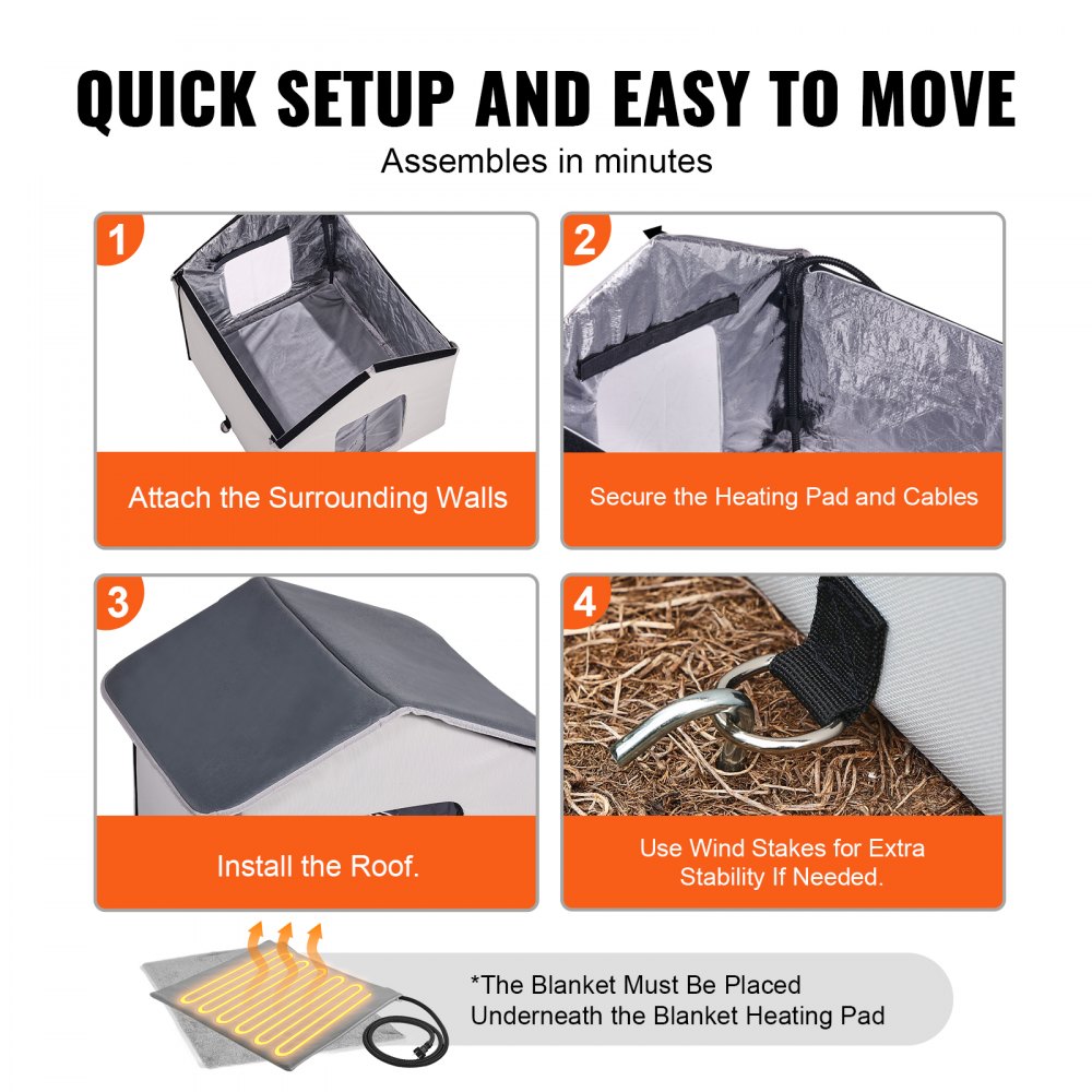 VEVOR Casa para gatos con calefacción, refugio para gatos de exterior con temporizador, tela Oxford 600D plegable con almohadilla térmica para mantenerlos cálidos y cómodos en invierno, gris (medio)