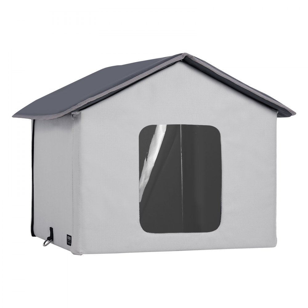 VEVOR Casa para gatos con calefacción, refugio para gatos de exterior con temporizador, tela Oxford 600D plegable con almohadilla térmica para mantenerlos cálidos y cómodos en invierno, gris (medio)