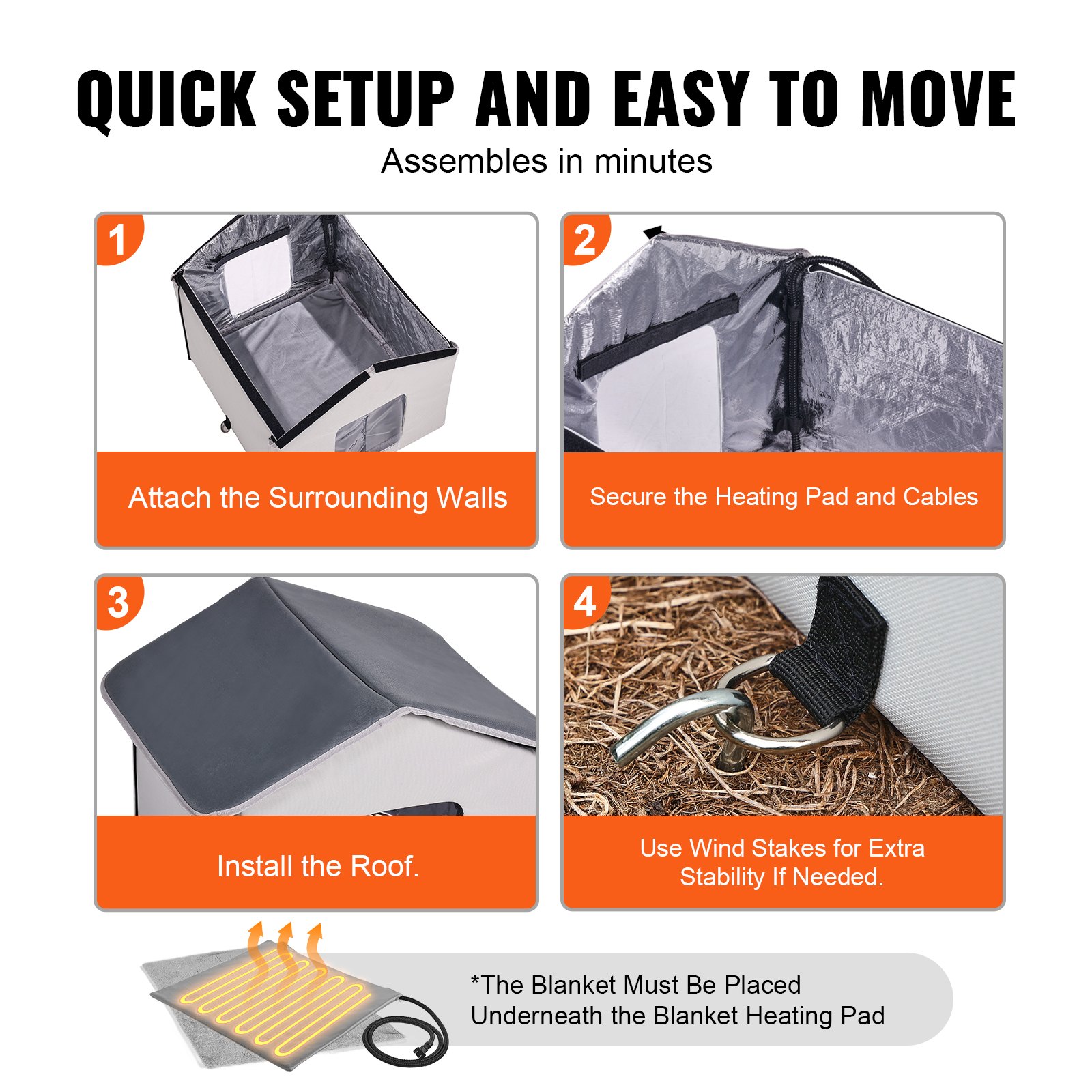 VEVOR Casa para gatos con calefacción, refugio para gatos de exterior con temporizador, tela Oxford 600D plegable con almohadilla térmica para mantenerlos cálidos y cómodos en invierno, gris (medio)