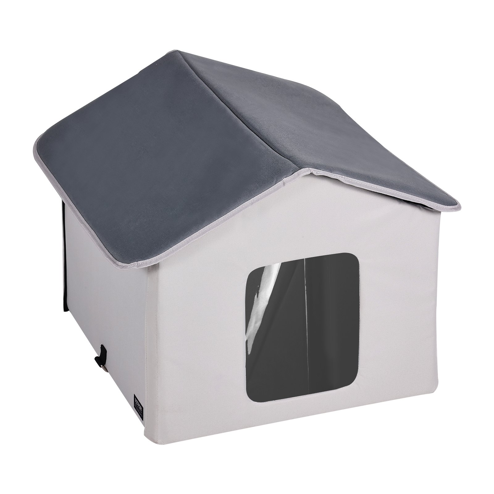 VEVOR Casa para gatos con calefacción, refugio para gatos de exterior con temporizador, tela Oxford 600D plegable con almohadilla térmica para mantenerlos cálidos y cómodos en invierno, gris (medio)