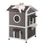 VEVOR Casa para gatos de exterior resistente a la intemperie, refugio para gatos salvajes para varios gatos, casa grande de madera para gatos de 2 pisos para exteriores con puertas, solapas de puerta de PVC, una ventana transparente, 23" de largo x 26" de ancho x 36" de alto