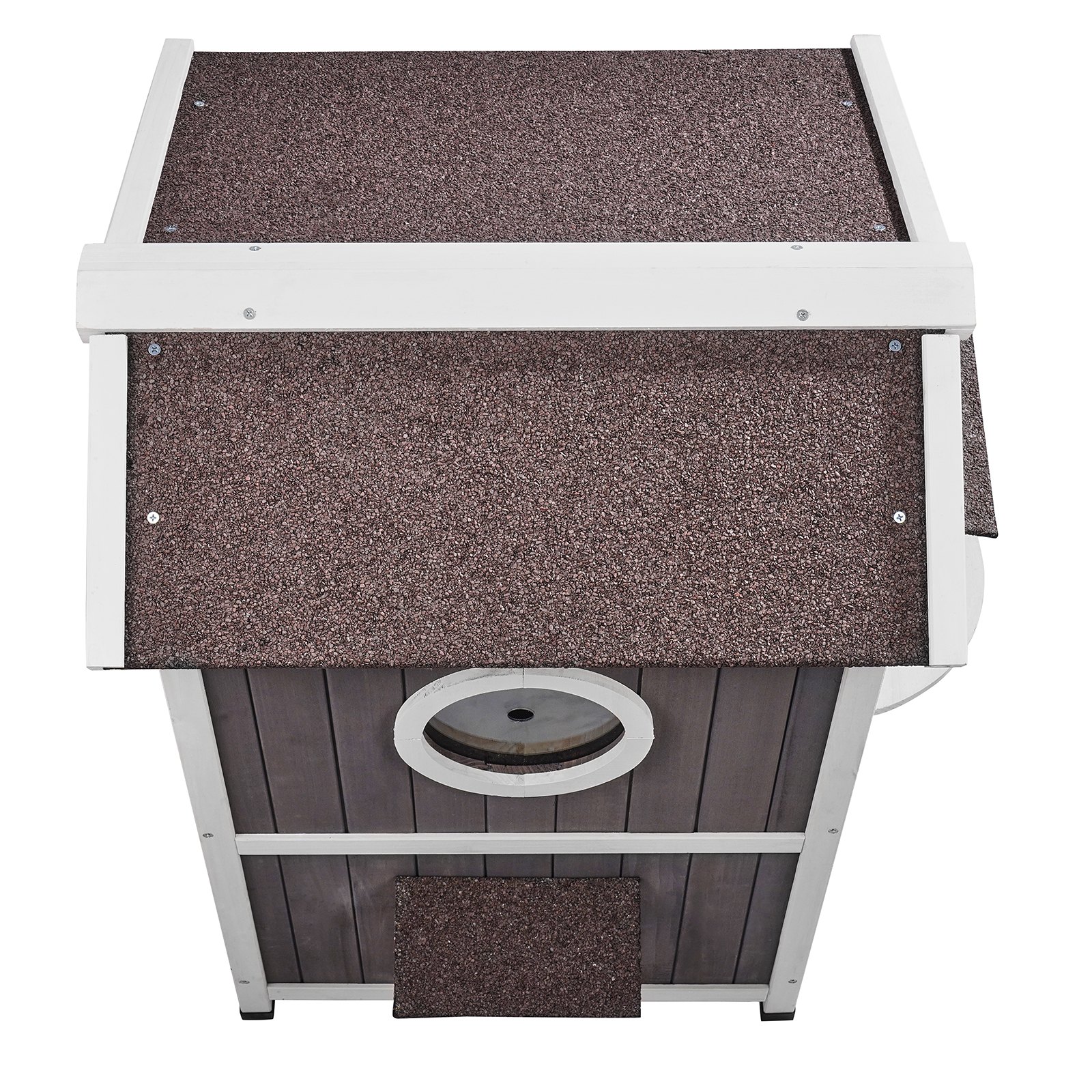 Caseta para gatos de exterior VEVOR, resistente a la intemperie, refugio para gatos callejeros, para varios gatos, caseta de madera de exterior grande de 2 pisos con puertas, solapas de puerta de PVC, una ventana transparente, 53 cm de largo x 53 cm de ancho x 91 cm de alto.