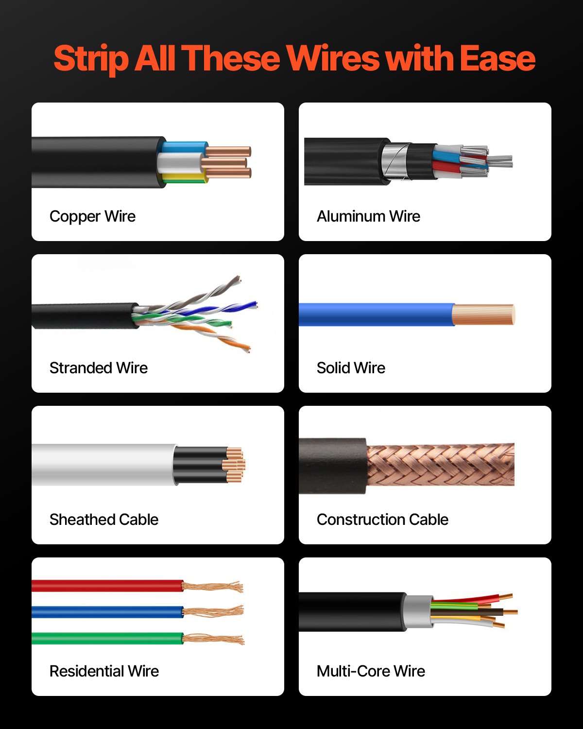 Peladora de cables eléctrica VEVOR, 0,06-1,57 pulgadas, 400 W, motorizada y automática, 9,84 IPS (15 m/min), con cuchillas, rodillos en forma de V y ventilador, para reciclaje de chatarra de cobre.