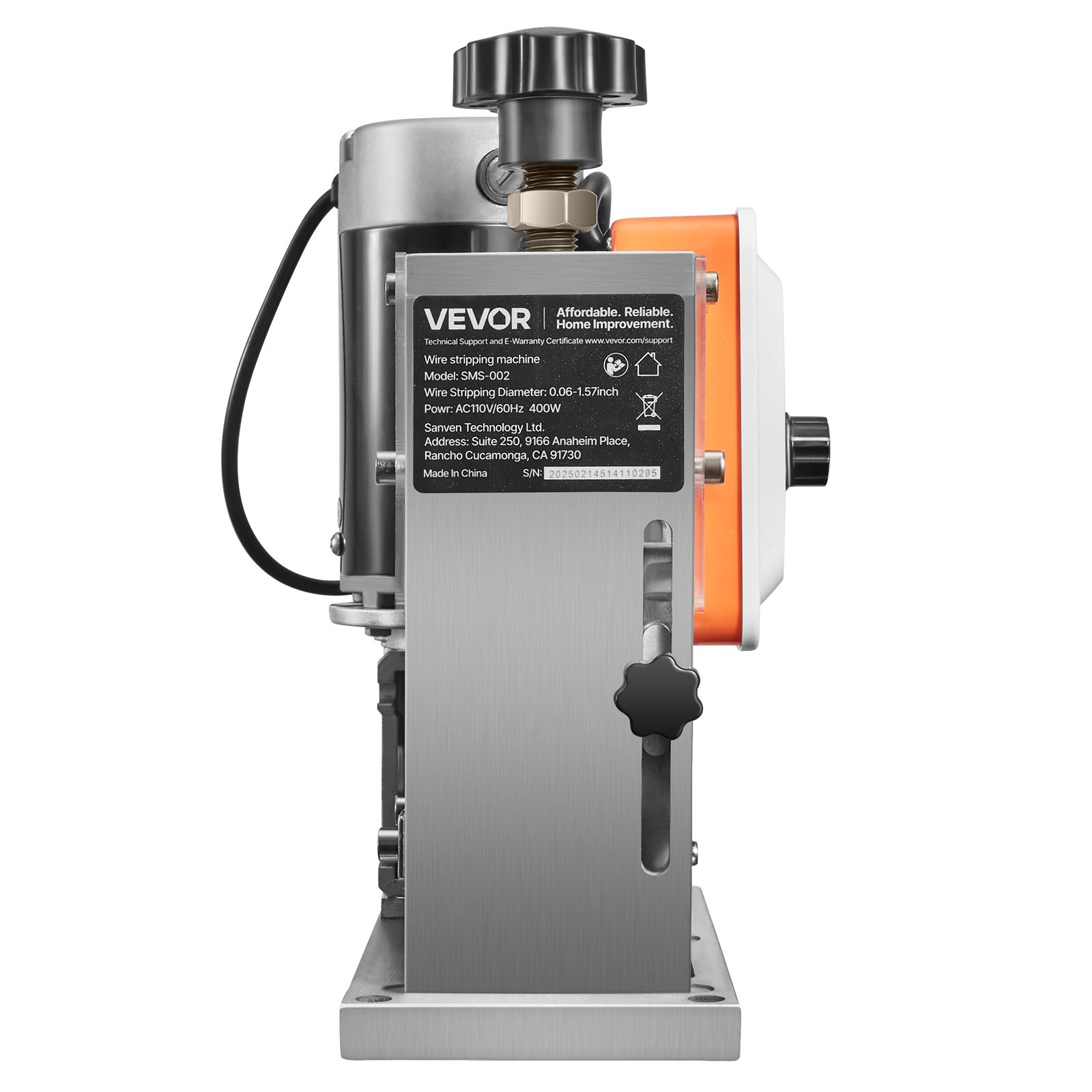 Peladora de cables eléctrica VEVOR, 0,06-1,57 pulgadas, 400 W, motorizada y automática, 9,84 IPS (15 m/min), con cuchillas, rodillos en forma de V y ventilador, para reciclaje de chatarra de cobre.