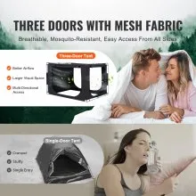 Tienda de campaña VEVOR con 3 puertas, transpirable, 70 % opaca, con postes de fibra de 1,1 cm