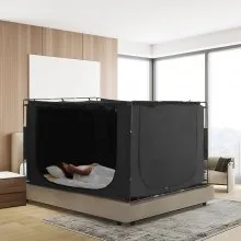 VEVOR Tienda de campaña con 3 puertas, transpirable, 70 % opaca, con postes de fibra de 1,1 cm