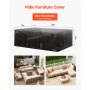 Funda para muebles de patio VEVOR, resistente al agua y de alta resistencia (420D), para mesas y sillas de exterior. Funda rectangular grande con ventilación para todo tipo de clima. Medidas: 98 x 78 x 32 pulgadas. Color: negro.