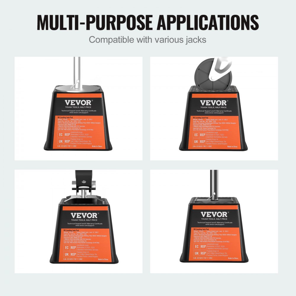 VEVOR Bloque de gato para remolque, capacidad de 6000 libras por bloque nivelador de RV, bloques estabilizadores de polipropileno de alta calidad para caravanas, accesorios de viaje para RV, uso para