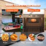 VEVOR Pizza Steel se muestra en parrilla para exteriores y horno para interiores, versátil para pizza, galletas, tartas, alitas y bistec.