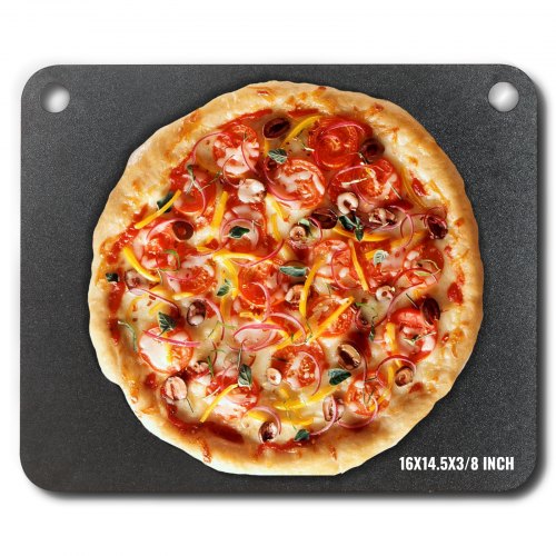 VEVOR Pizza Steel, 16" x 14.5" x 3/8" Placa de acero para pizza para horno, piedra para hornear pizza de acero al carbono presazonada con conductividad 20 veces mayor, bandeja para pizza resistente pa