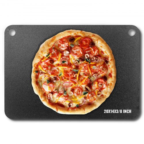 VEVOR Pizza Steel, 20" x 14" x 3/8" Placa de acero para pizza para horno, piedra para hornear pizza de acero al carbono presazonada con conductividad 20 veces mayor, bandeja para pizza resistente al óxido para parrilla al aire libre, horno interior