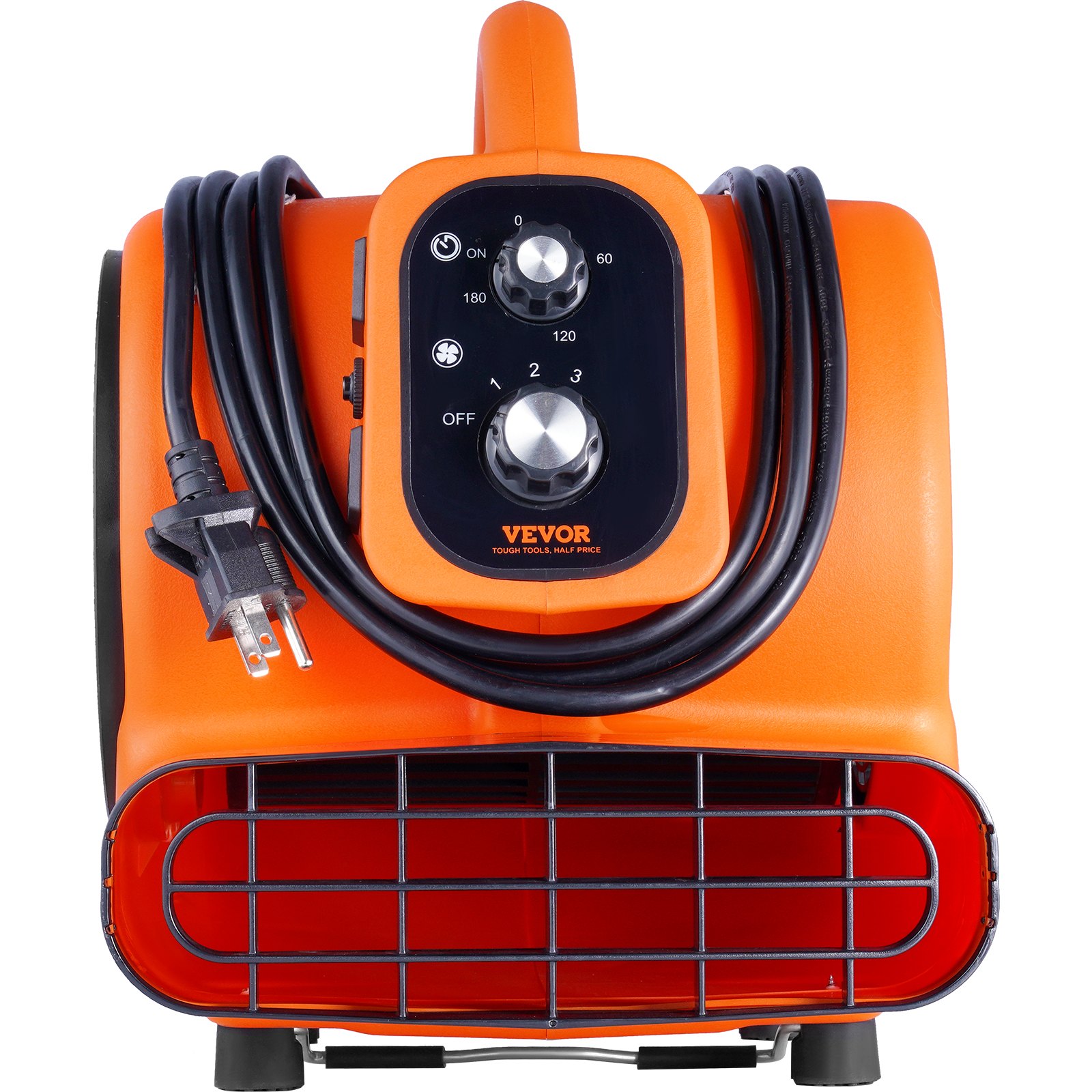 VEVOR Soplador de piso, 1/4 HP, 1000 CFM Mover aire para secado y enfriamiento, ventilador secador de alfombras portátil con 4 ángulos de soplado y función de tiempo, para limpieza, hogar, comercial,