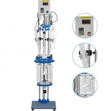 Reactor encamisado VEVOR Reactor de vidrio de laboratorio de 5 l, Reactor de vidrio encamisado, Recipiente de reacción química, Reactor encamisado de laboratorio, Recipiente de reacción química, con pantalla digital, para destilación de reacción