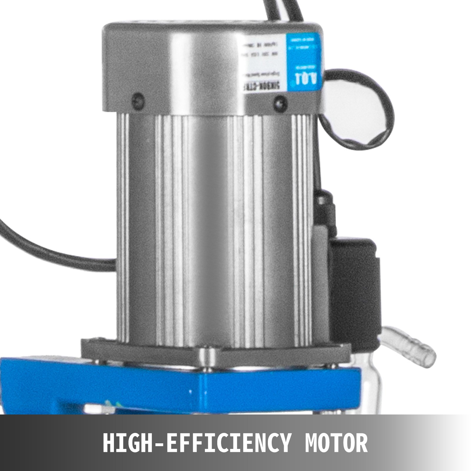 Reactor encamisado VEVOR con motor de alta eficiencia sobre base azul.